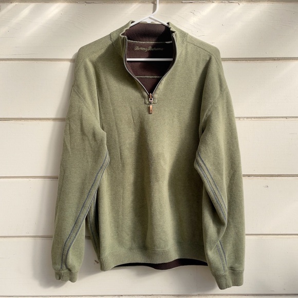 Tommy Bahama Other - EUC Tommy Bahama‎ Flipside Reversible Quarter Zip Sweater, Sage Green